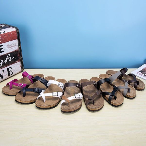 

2023 mayari flat slippers gear cork slippers fashion authentic slide floral brocade rubber mens gear bottoms striped women beach causal sand, Black