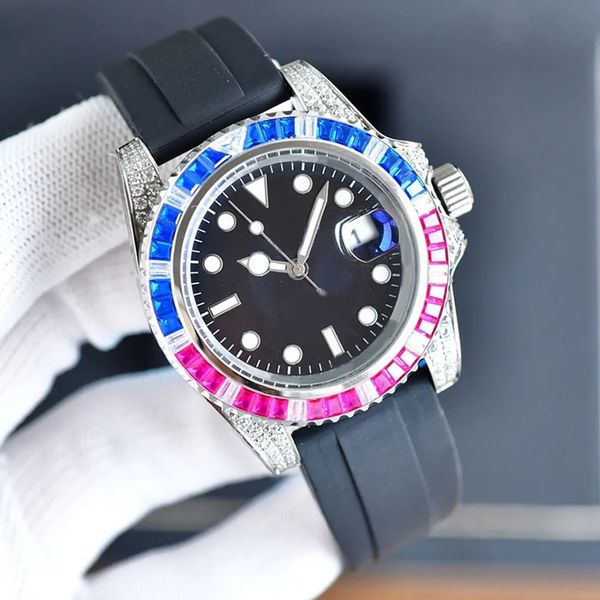 

with original box mens watch automatic mechanical watches 40mm business wristwatches case with diamond wristwatch montre de luxe 66, Slivery;brown
