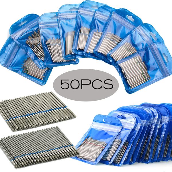 

nail art equipment 50pcs drill set polishing milling cutter deburring rotating accessories acrylic manicure grinding tools 230211, Silver