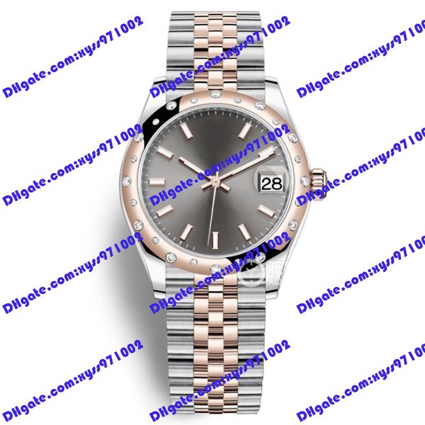 

high-quality watch 2813 sports automatic watch 278341 178344 31mm gray dial diamond watch 18k rose gold stainless steel band sapphire glass, Slivery;brown