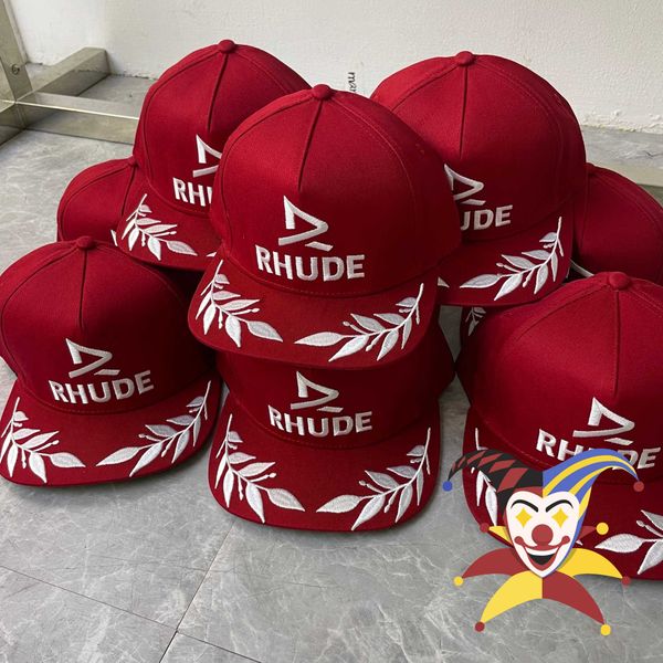 

red embroidery rhude baseball cap men women version hat adjustable outdoor sunscreen with tags, Blue;gray