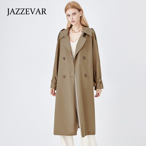 

23ss new classic womens trench coats fashion england middle long trenchs coat design double breasted trench coat/cotton fabric khaki brand j, Tan;black
