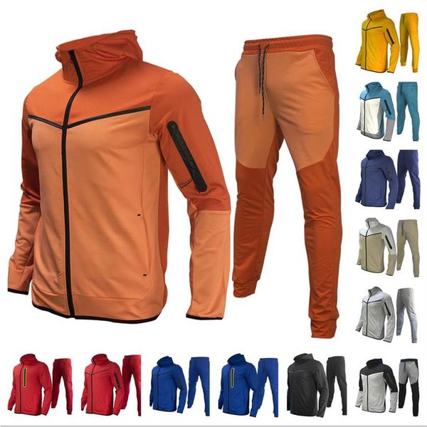 

2021 mens plus size sportswear tech fleece hoodies sweatshirts pants jogger tracksuit casual loose skull drawstring sweatpants men268c, Black;brown