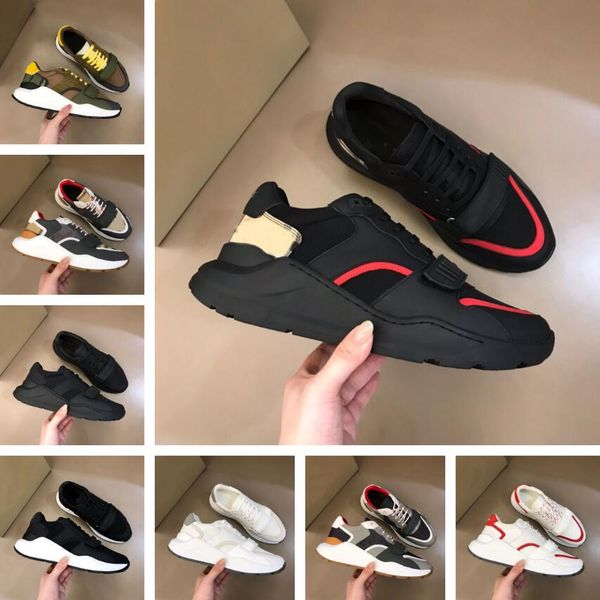 

rubber burbrerys runner check sneakers mesh shoes luxury sports brand low-sole grid leather trainers man party wedding eu38-46 with box