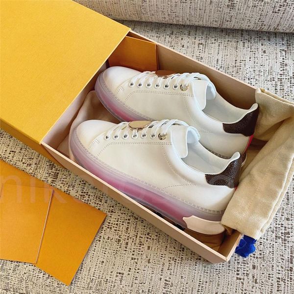 

out luxurys lvity time designer sneaker casual shoes women low circle transparent rubber outsole leathe ydvg, Black