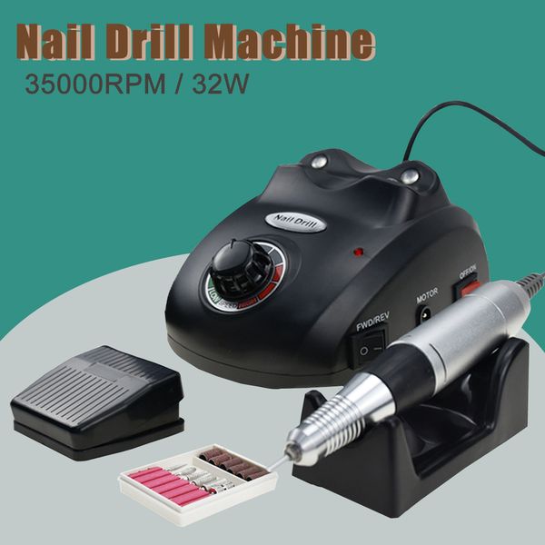 

nail art equipment electric manicure machine 35000 20000 rpm drill set sanding file gel cuticle remover ceramic cutter tools 230211, Silver