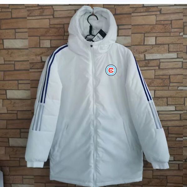 

chicago fire fc men's down winter jacket long sleeve clothing fashion coat outerwear puffer soccer parkas team emblems customized, Black