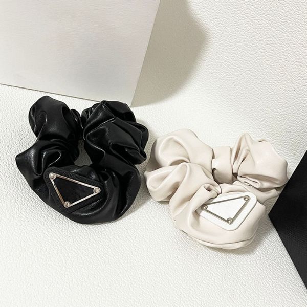 

new simple pure color pu leather hair rope large women hair ring inverted triangle head decoration hair ropes, Pink