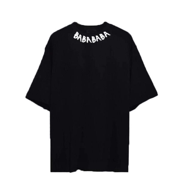 

fashion t shirt mens women designers t-shirts tees apparel summer loose casual tee shirt with big letters in neck clothing, White