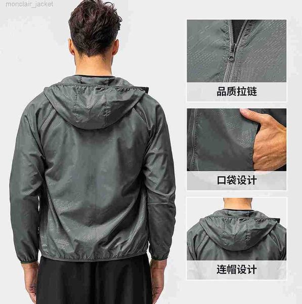 

designer jacket autumn skin coat men's thin breathable running cycling outdoor sports anti-ultraviolet sunscreen windbreaker coat lulul, Black;brown