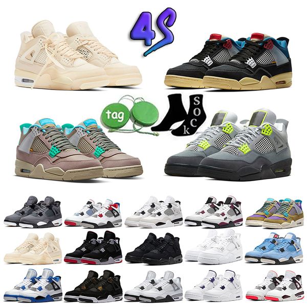 

2023 jumpman 4 4s basketball shoes university blue tech white sail white cement pure money red thunder pony hair guava ice sneakers women tr
