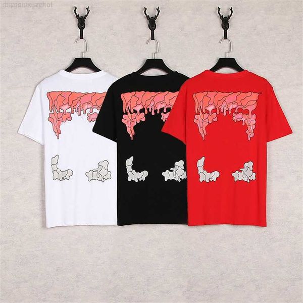 

high street luxury brand summer men's loose tee shirt cotton retro printed t-shirt couple casual crew neck male fashion, White;black