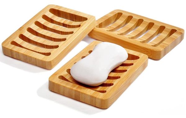 

qbsomk portable wooden natural bamboo soap dishes tray holder storage soap rack plate box container bathroom soap dish storage box