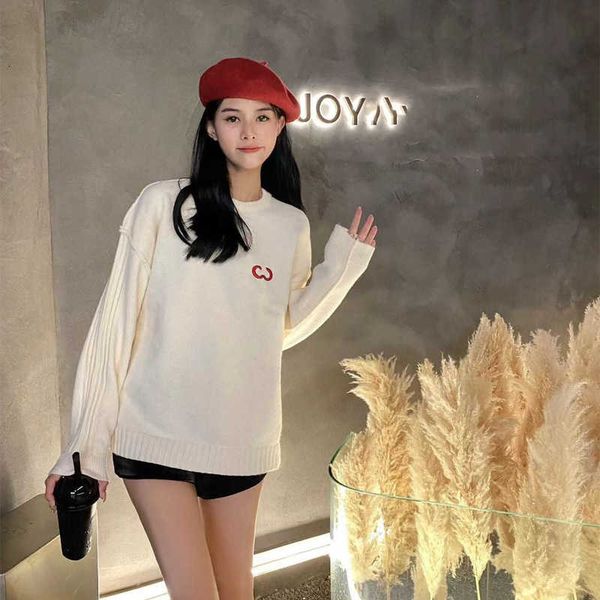 

women's sweaters autumn and winter gu home chest small letter embroidery men's women's loose knitting pullover sweater njrp, White;black