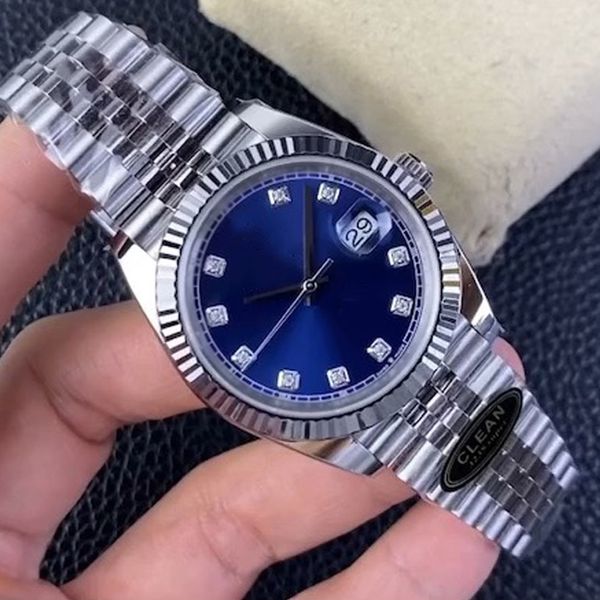 

clean factory v11 luxury watches men watches 126331 blue dial datejust eta3235 automatic waterproof watch 904l original clasp president desi, Slivery;brown