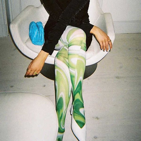 

women's pants capris wind 2021 women's new spring print tight-fitting hip lifting exercise leggings t230210, Black;white