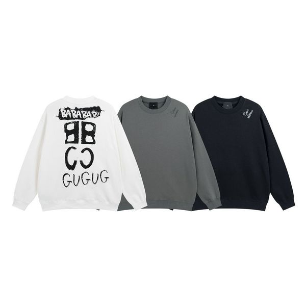 

sweatshirts o-neck mens women designer hoodies mens clothing high street printing high version pullover winter cotton sweatshirts, Black