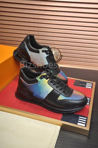 

viutonity run away sneaker calf leather rainbow luxury shoe classic runner shoes hand-finished technical rubber kadg, Black