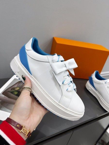 

2022 women lvity luxurys designers shoes white printed calf leather casual shoe trainers pink blue runner t jyfl, Black