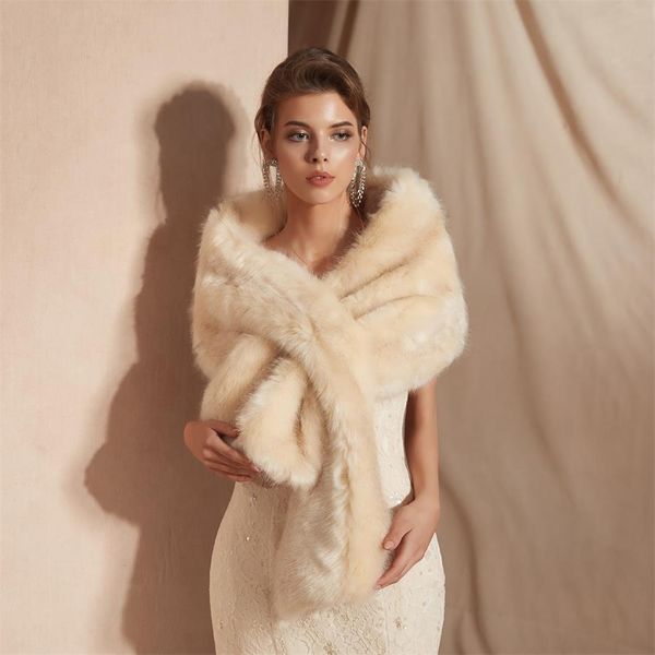 

wraps winter new style imitation fox hair bridal hair shawl insert style warm shawl multi-color optional, White