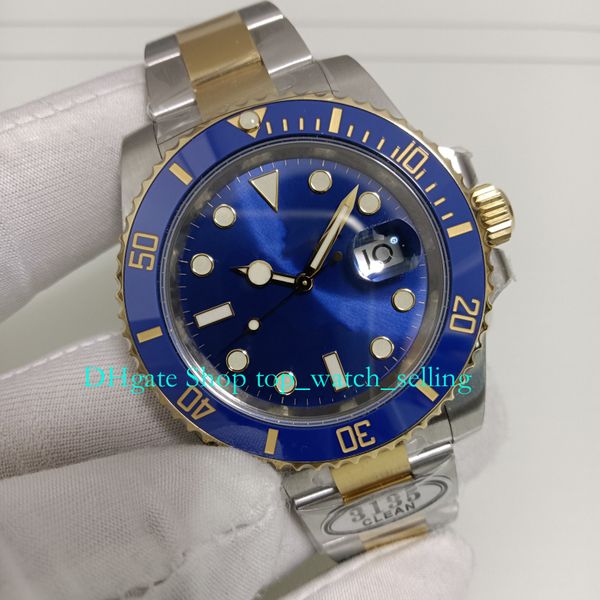 

2 style 904l steel watch for men 40mm date sapphire luminous ceramic two-tone gold blue clean cal.3135 movement automatic mens sport men&#03, Slivery;black
