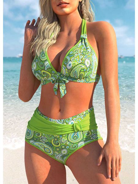 

women's swimwear 2022 new women two piece bikini set summer floral print swimsuit summer beachwear female bath suit l230213, White;black