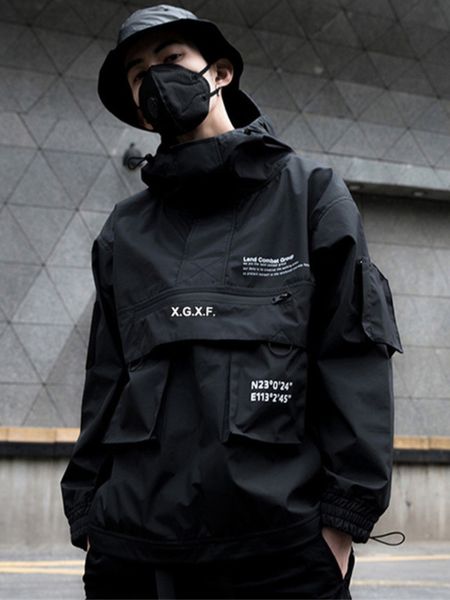 

mens jackets pfnw jacket techwear high street streetwear black hoodie pocket man autumn fashion water proof male 12a0010 230213, Black;brown