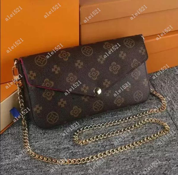 

designers handbags luxurys women evening bag purse 3pcs embossed chain strap shoulder crossbody wallets ladies bag