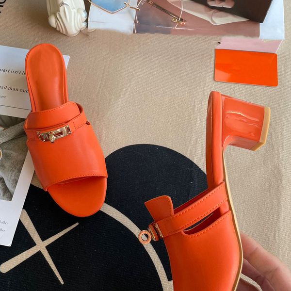 

designer luxury shoes high heel slipper h women sandals fashion embossed summer heel slippers slides flip flops 6 colors sandals size 35-40, Black