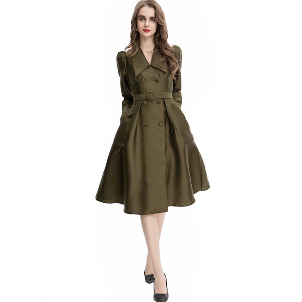 

women's runway trench coats notched collar long sleeves beaded outerwear with belt, Tan;black
