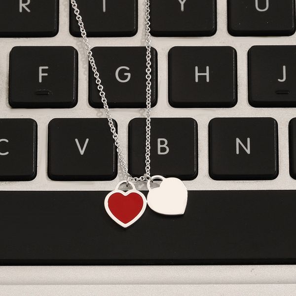 

red heart necklace designer designer jewelry high end luxury men and women necklace classic fashion pendant party wedding accessories, Silver
