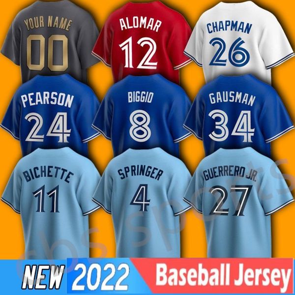 

blue jays 2022 all-star jersey men vladimir guerrero jr. alejandro kirk alek manoah hyun-jin ryu matt chapman bo bichette whit merrifield, Blue;black