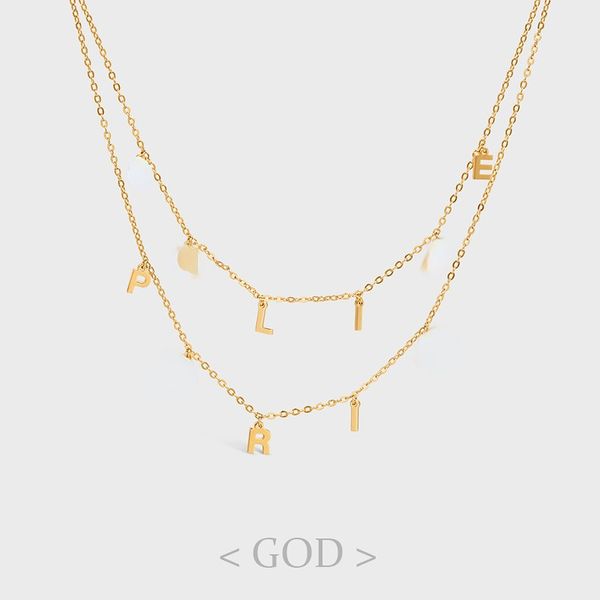 

new double-layer letter necklace ins tassel clavicle chain t-shirt accessories, Silver