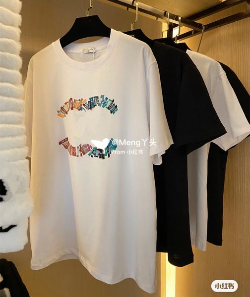 

france paris luxury designer tees letter print t shirt have tags streetwear loose summer men's women casual cotton tshirts, White;black
