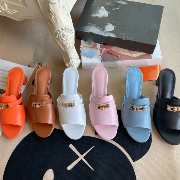 

new designer luxury shoes high heel slipper h women sandals fashion embossed summer heel slippers slides flip flops 6 colors sandals size 35, Black