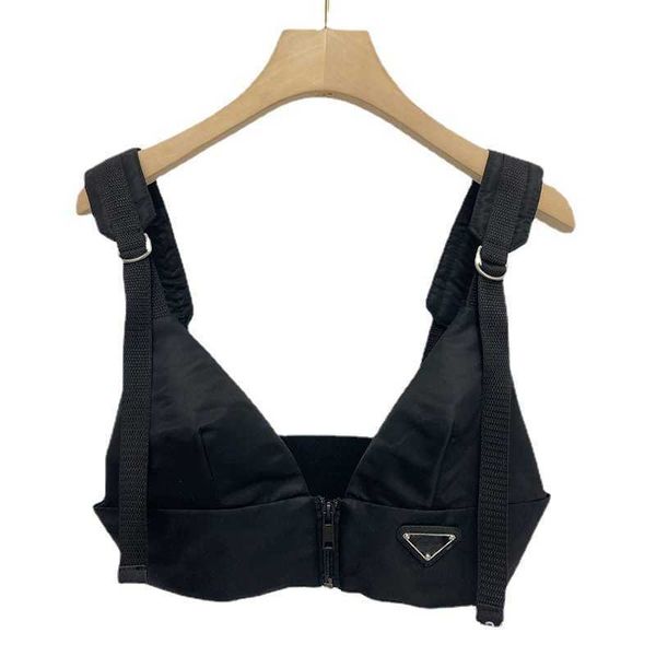 

womens tanks & designer 2023 spring and summer triangle strap vest motorcycle bra versatile backing elastic belt adjustable nylon, White