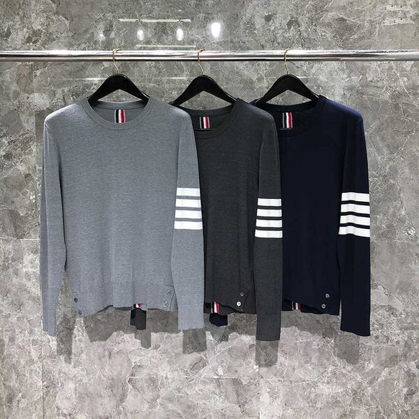 

men's hoody tomh brown hoodie designer breathe round neck sweater brand knitted four bar wool sweatshirt fashion luxury leisure casual, Black