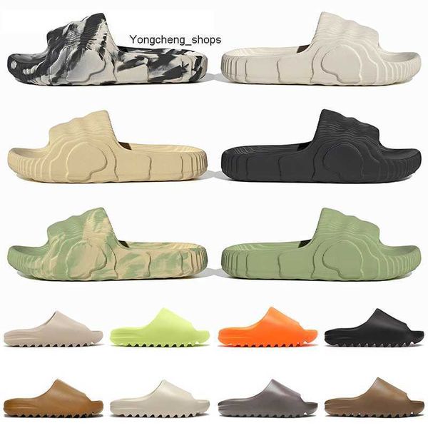 

2022 summer fashion adilette 22 slides beach shoes designer platform slippers black grey magic lime desert sand onyx enflame orange bone