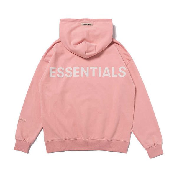 

sweat hoodie for men loose quality fog double-thread essentials 3m reflective letter street sweater high and women 7a2l, Black