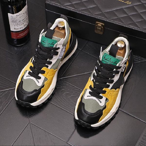 

men luxury causal shoes male designer outdoor thick bottom all match classic loafers sports walking sneakers d2a12, Black