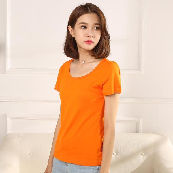

women's t shirts women's combed cotton short sleeved waist waisted shirt solid color half bottoming, White