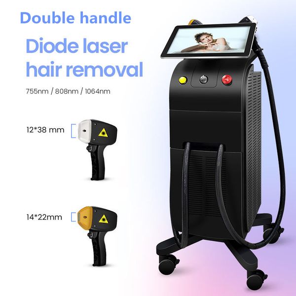 

standing laser diode 755nm 808nm 1064nm three wavelength ice fast hair remover triple wavelength hair removal therapy skin rejuvenation mach, Black