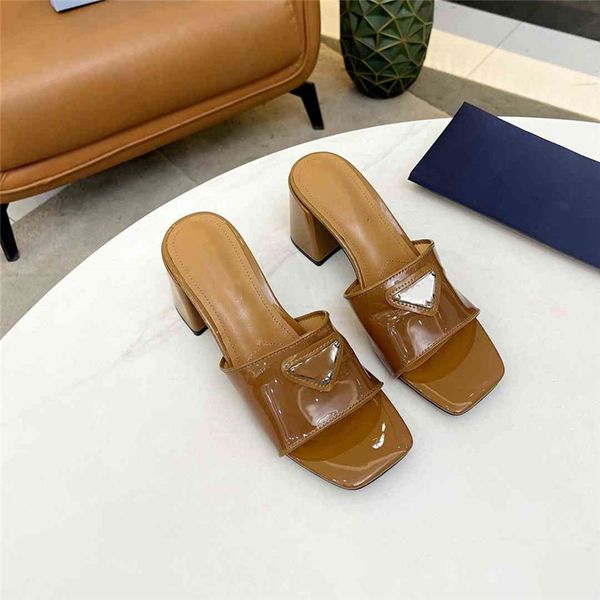

fashion sandals luxury design 2023 pradity women high heel leather letter logo wedding party casual slippers 02-05, Black
