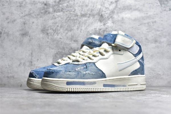 

2023 outdoor running shoes 1 07 mid broken silk denim blue beige white blanc men women lifestyles casual streetwear sneakers