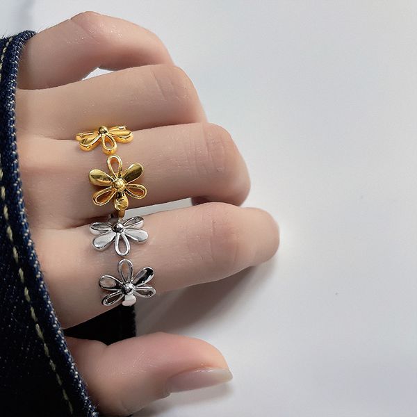 

s3421 fashion jewelry hollow out flower finger ring adjustable opening rings, Silver