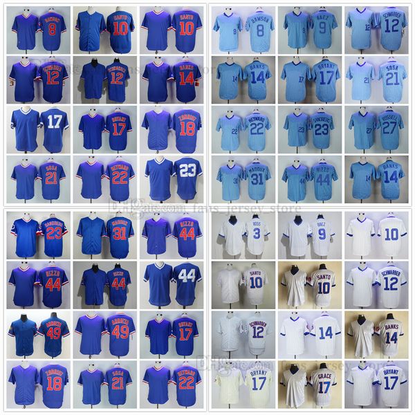 

movie college mitchellness vintage baseball jerseys stitched ross dawson baez santo schwarber banks zobrist sosa heyward sandberg williams r, Blue;black