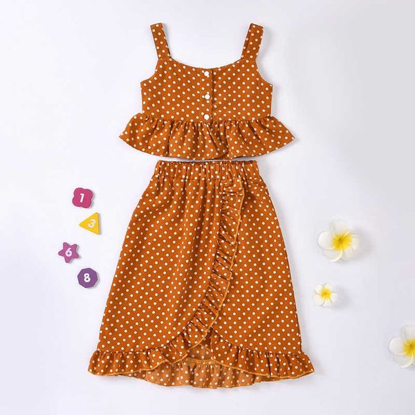 

girls set new fashion polka dot outfits summer kids casual ruffles clothing cute clothes children sets suits, White