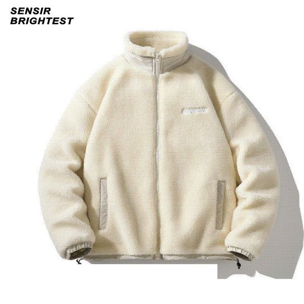 

men s jackets sensir autumn winter jacket lamb fleece plush oversize loose couple 230213, Black;brown