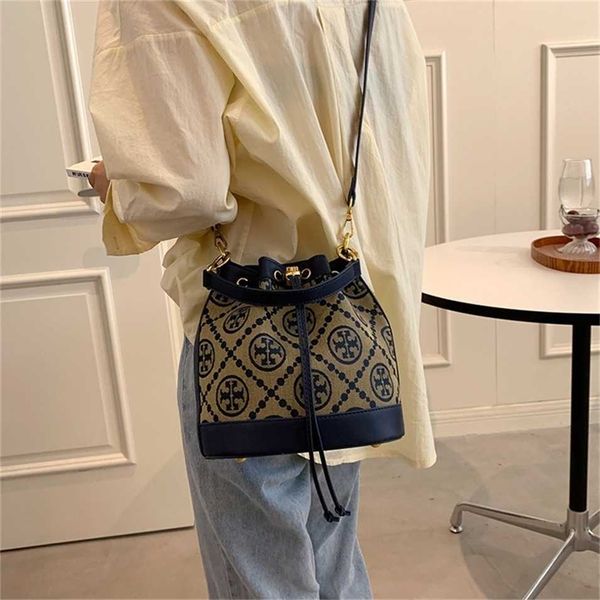 

2023 handbags 80% off handbag women's bags can be customized and mixed batches women bucket embroidery drawstring canvas large diagonal