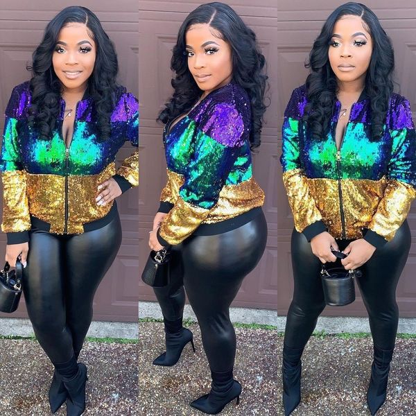 

women's jackets women's casual collision sequin jacket autumnwinter fashion s y2k clothes zipper jacket street hipster 230213, Black;brown